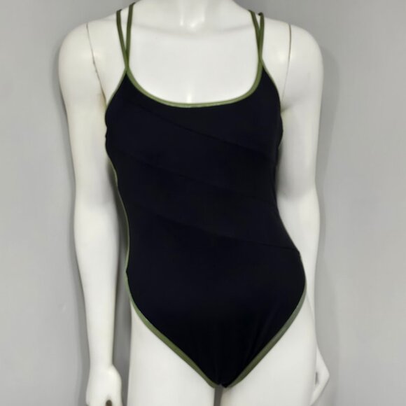 Red Carter Contrast-Trim Double-Strap One-Piece Swimsuit - Picture 2 of 9